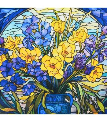 Набір для творчості алмазна картина —Вітражні квіти/ Strateg, розміром 30х30 см 