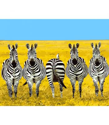 Картина за номерами— "П'ятірка зебр "/STRATEG, розміром 40х50 